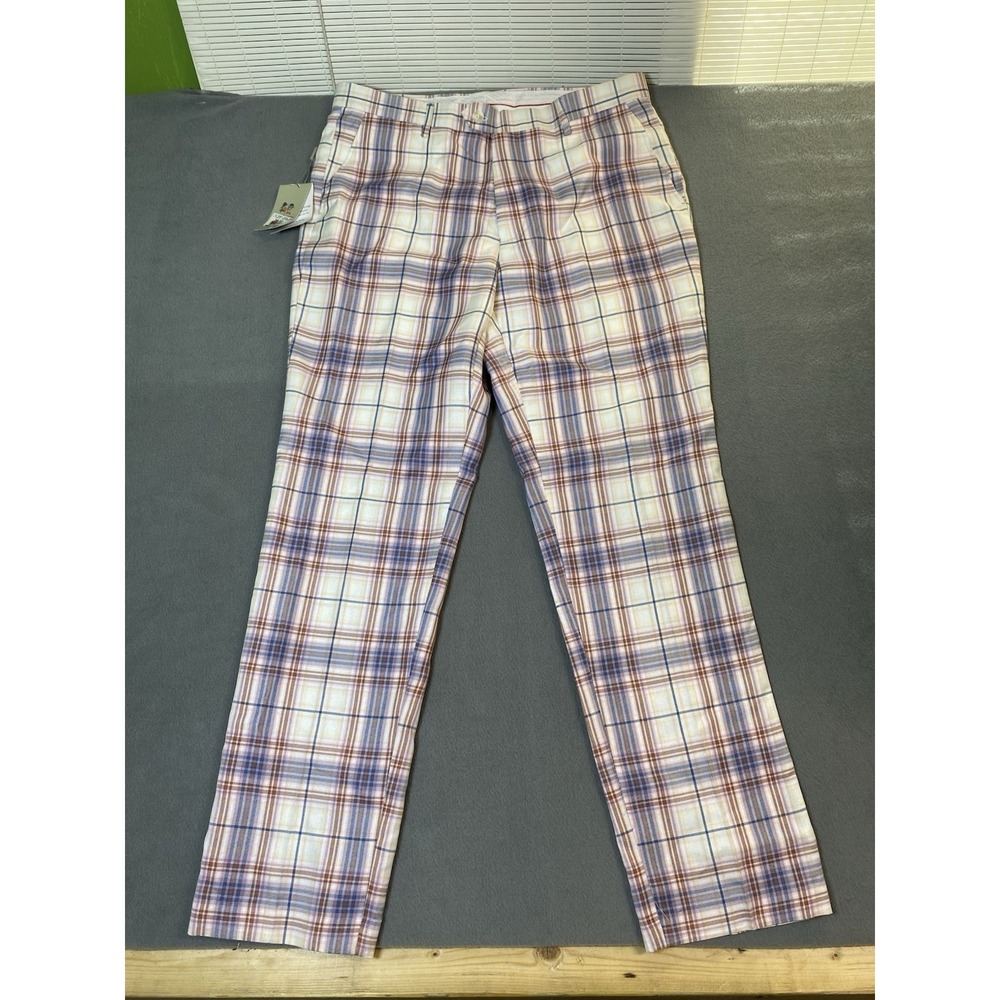 New! Kent&Park Plaid Multi Color Trousers Pants Slacks 34x30 Golf Church